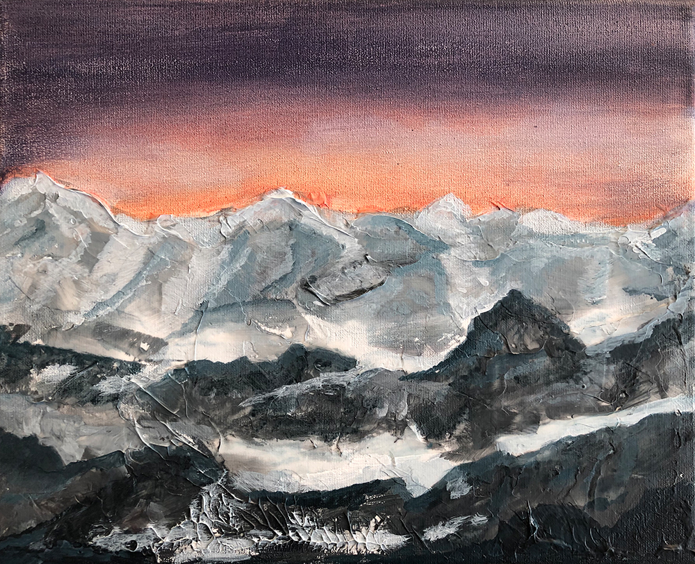 Acryl-Gemälde "Berge" aus dem Jahr 2019, erstellt von Gabriela Berger