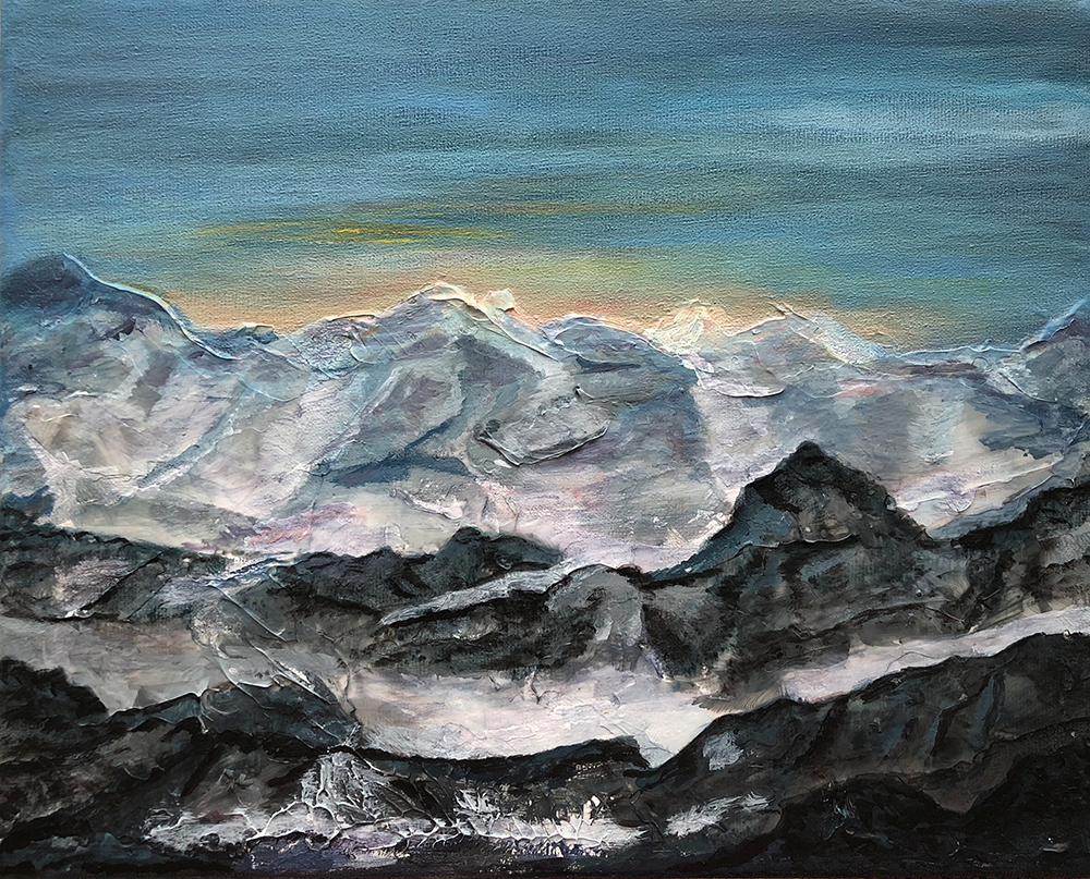 Acryl-Gemälde "Berge" aus dem Jahr 2019, erstellt von Gabriela Berger
