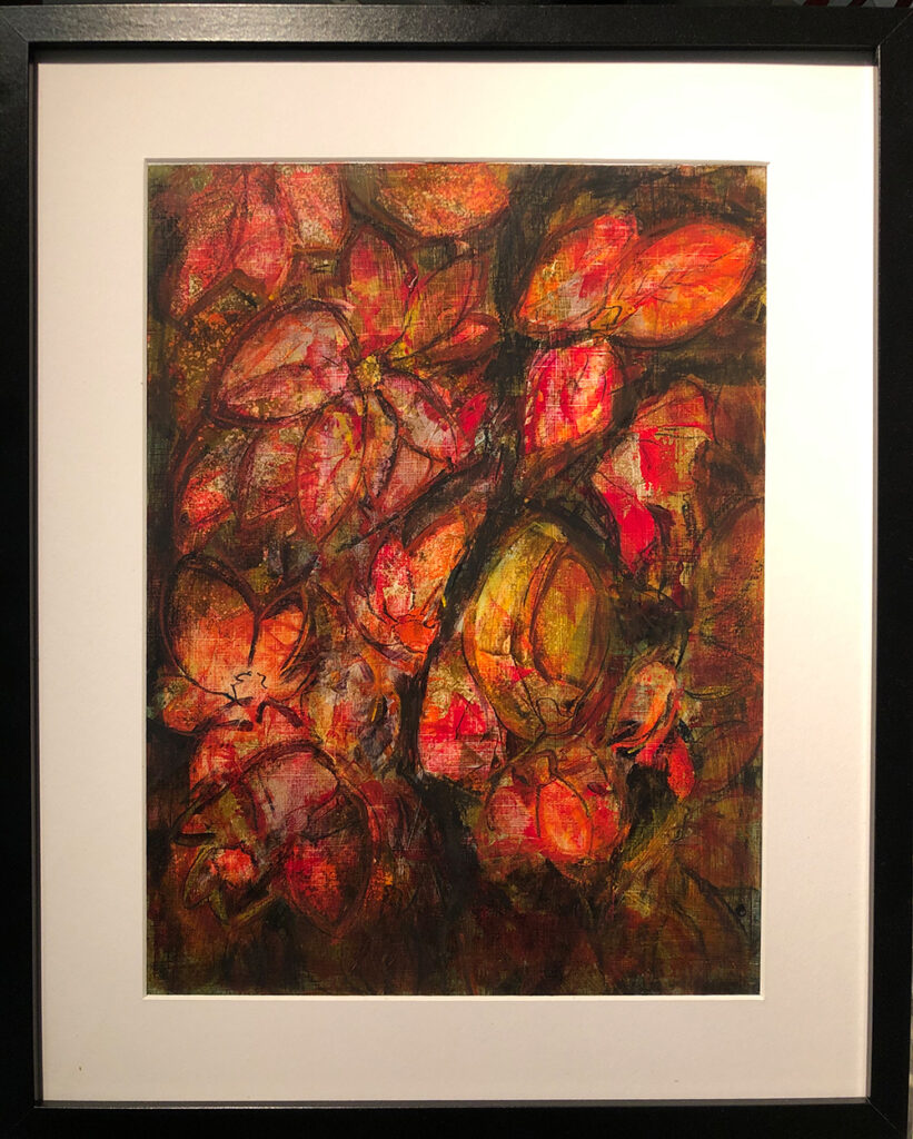 Acryl-Gemälde "Blumenrot" aus dem Jahr 2019, erstellt von Gabriela Berger