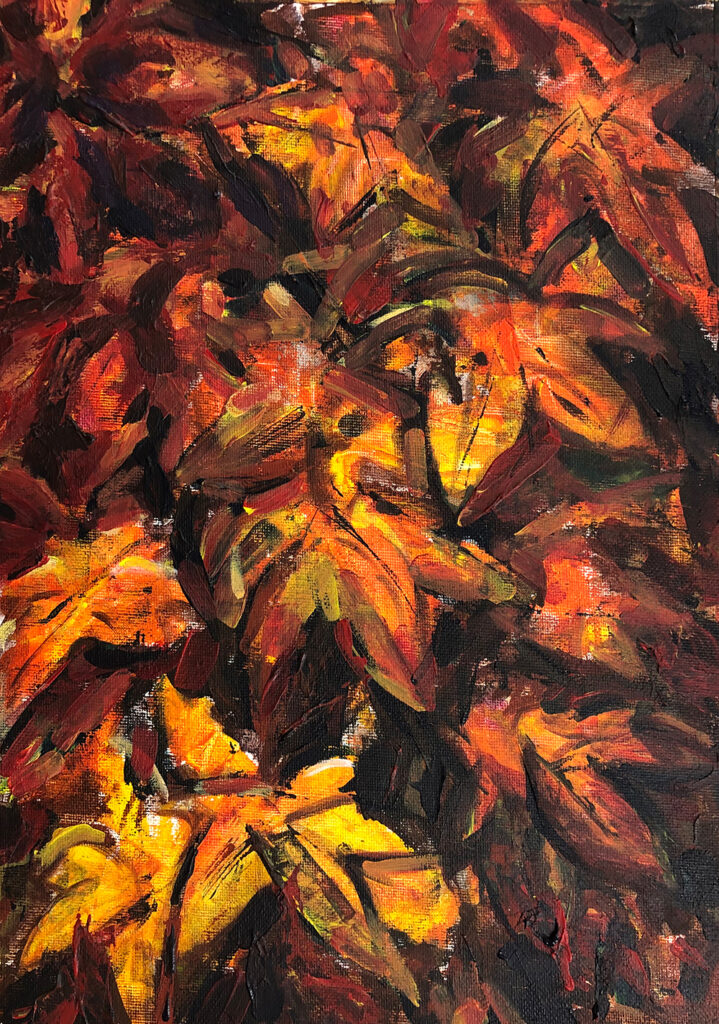 Acryl-Gemälde "Herbstblätter" aus dem Jahr 2019, erstellt von Gabriela Berger