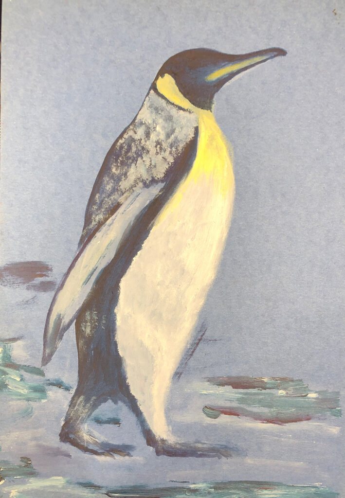 Acryl-Gemälde "Pinguin einzeln" aus dem Jahr 2019, erstellt von Gabriela Berger