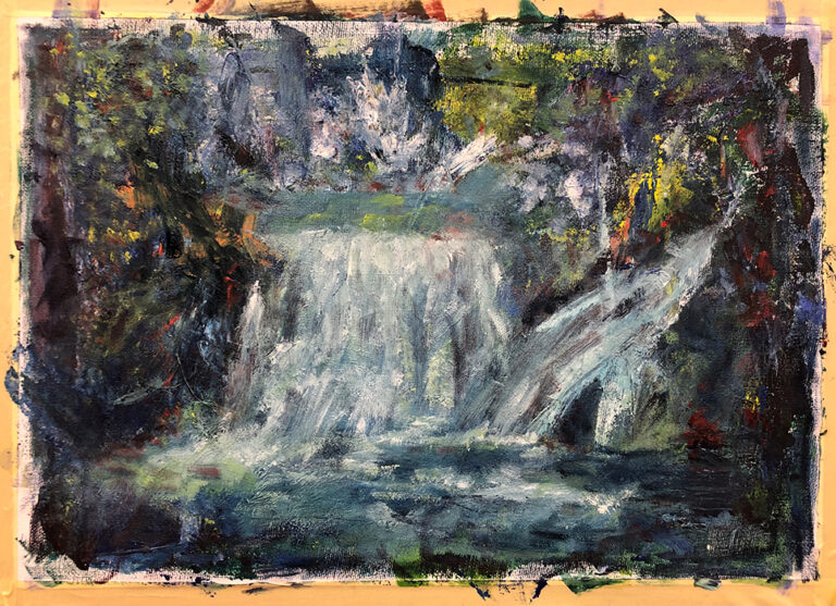Öl-Gemälde "Wasserfall in Krka" aus dem Jahr 2020, erstellt von Gabriela Berger