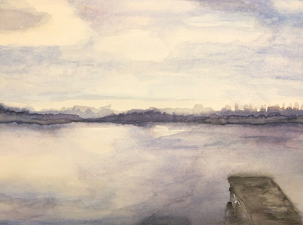 Aquarell-Gemälde "Burgäschisee" aus dem Jahr 2019, erstellt von Gabriela Berger