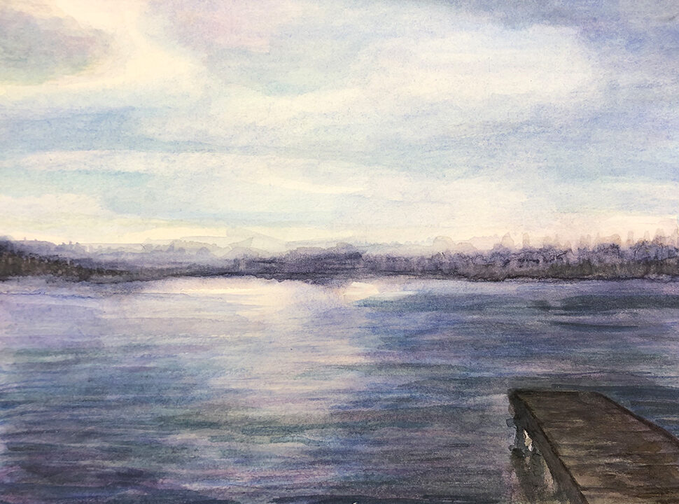 Aquarell-Gemälde "Burgäschisee" aus dem Jahr 2019, erstellt von Gabriela Berger
